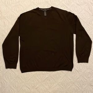 GUC Large Silk Cashmere brown v-neck sweater banana republic